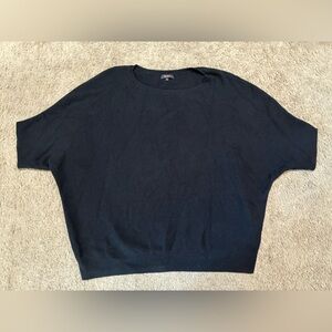 Quince Womens Lightweight Cotton Cashmere Link-Stitch Dolman Sweater Black Sz XL